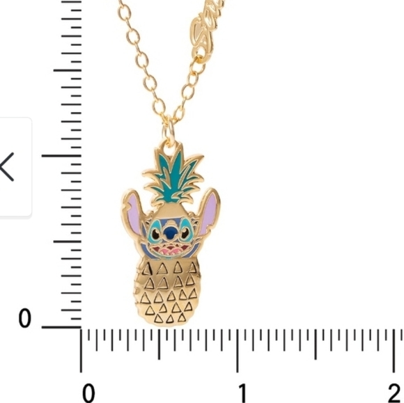 DISNEY LILO & STITCH GOLD FLASH PLATED PINEAPPLE PENDANT & NECKLACE MEASURES 16" - Picture 9 of 15